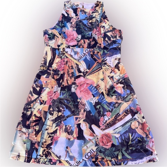 VINTAGE • CÔTE D’AZUR FRENCH VACATION SUBLIMATION PHOTO PRINT MINI DRESS 🏝️🛥️ - Picture 5 of 7